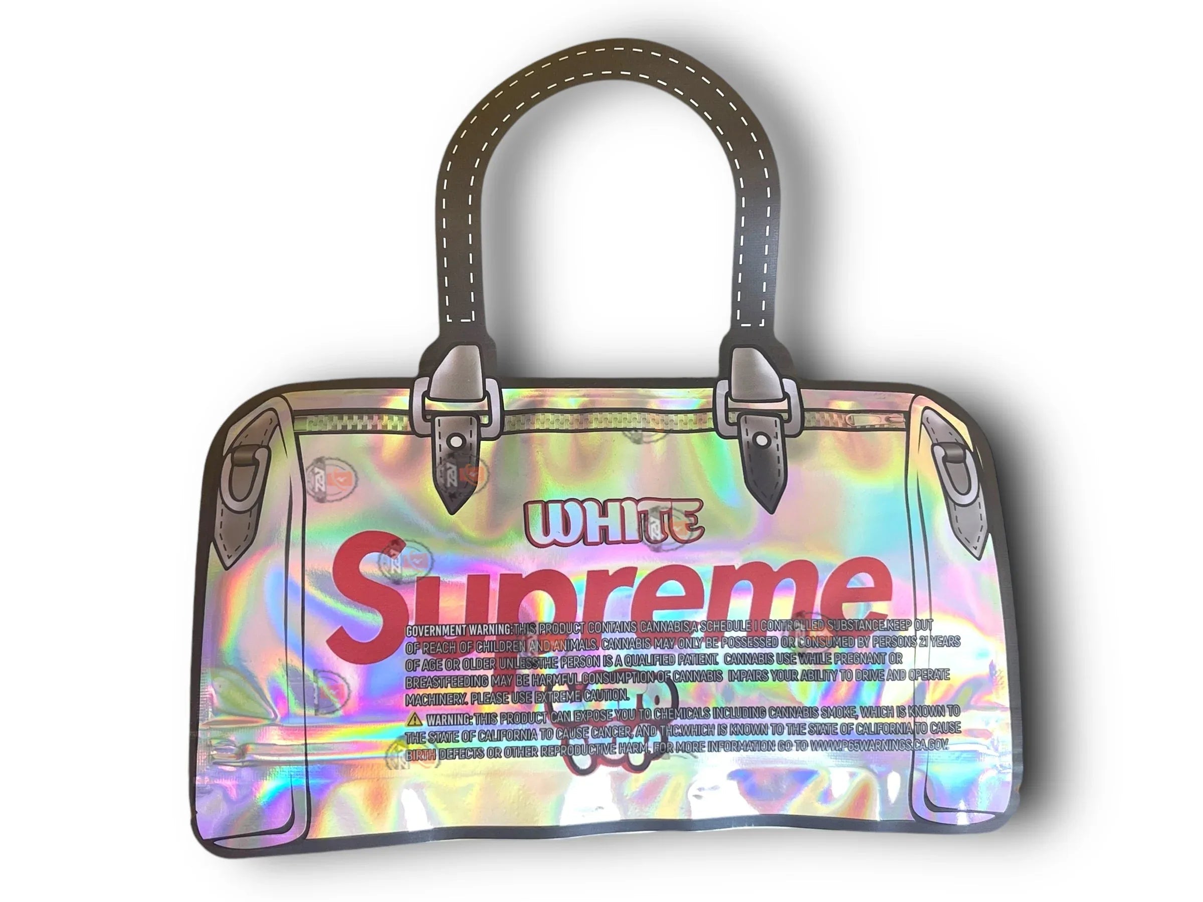 White Supreme Lato Pop Mylar Bags 3.5g Holographic - Black Unicorn Hub