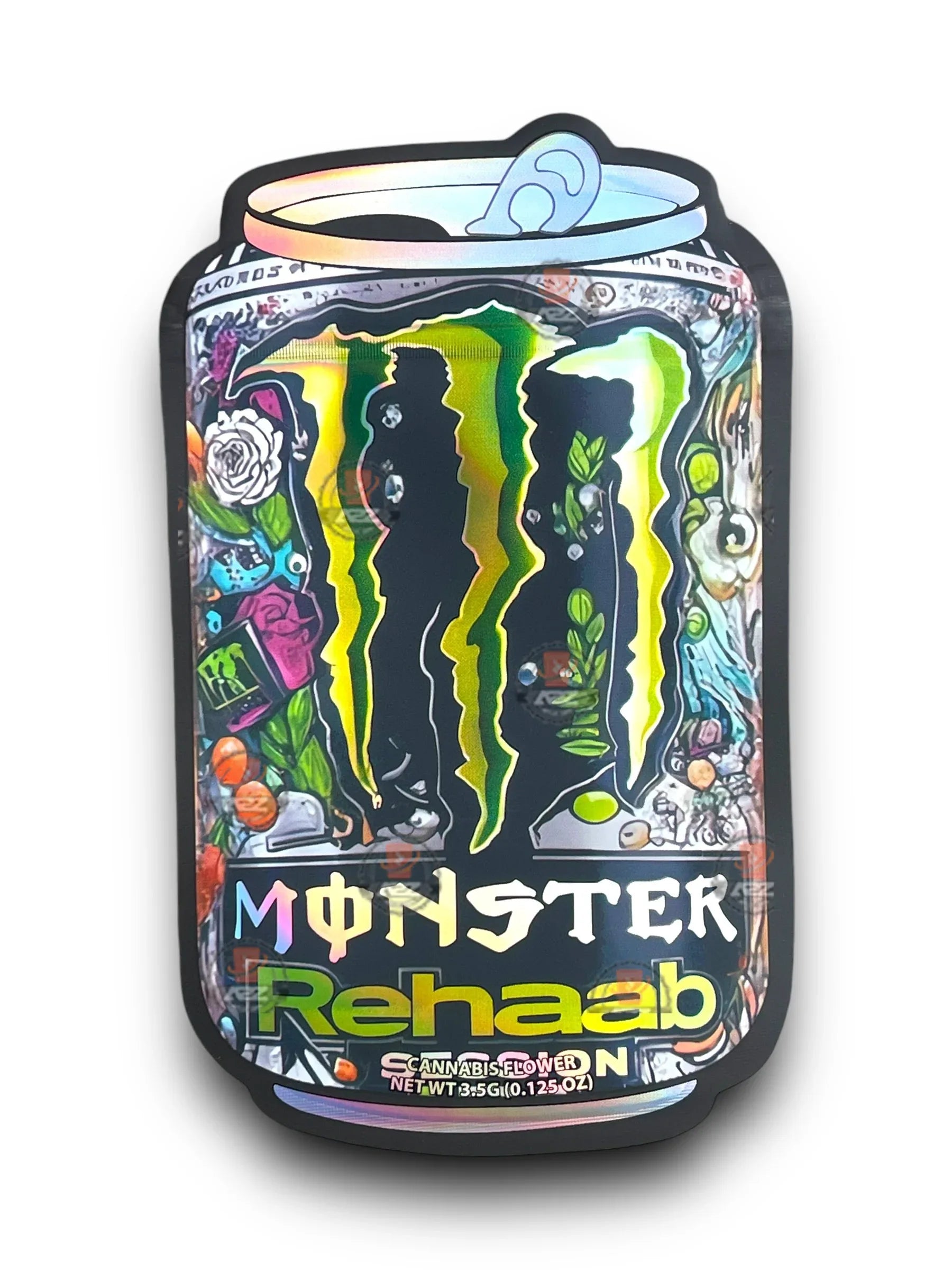 Monster Rehab Mylar Bags 3.5g Holographic - Black Unicorn Hub