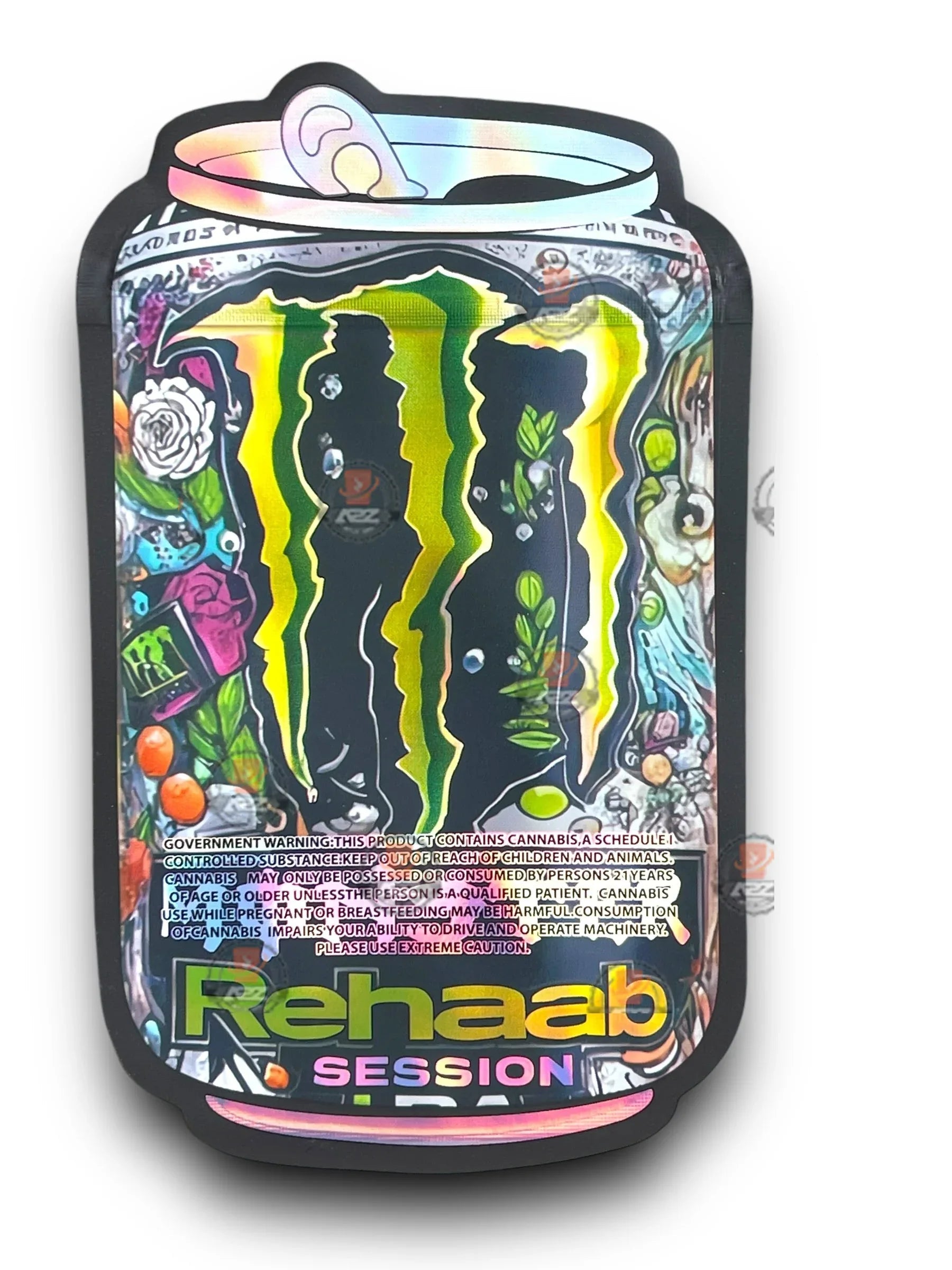 Monster Rehab Mylar Bags 3.5g Holographic - Black Unicorn Hub