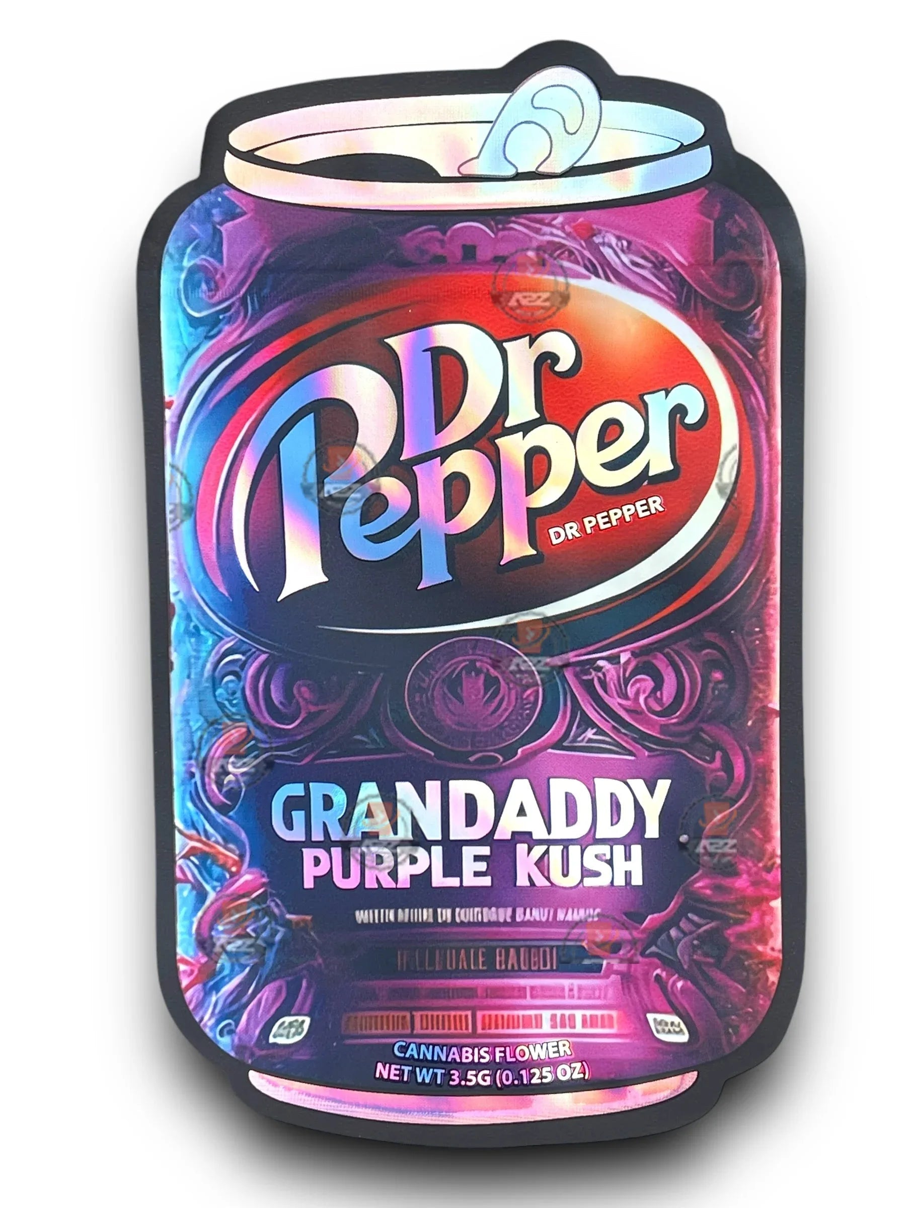 Dr Pepper Gran Daddy Purple Kush Mylar Bags 3.5g Holographic - Black Unicorn Hub