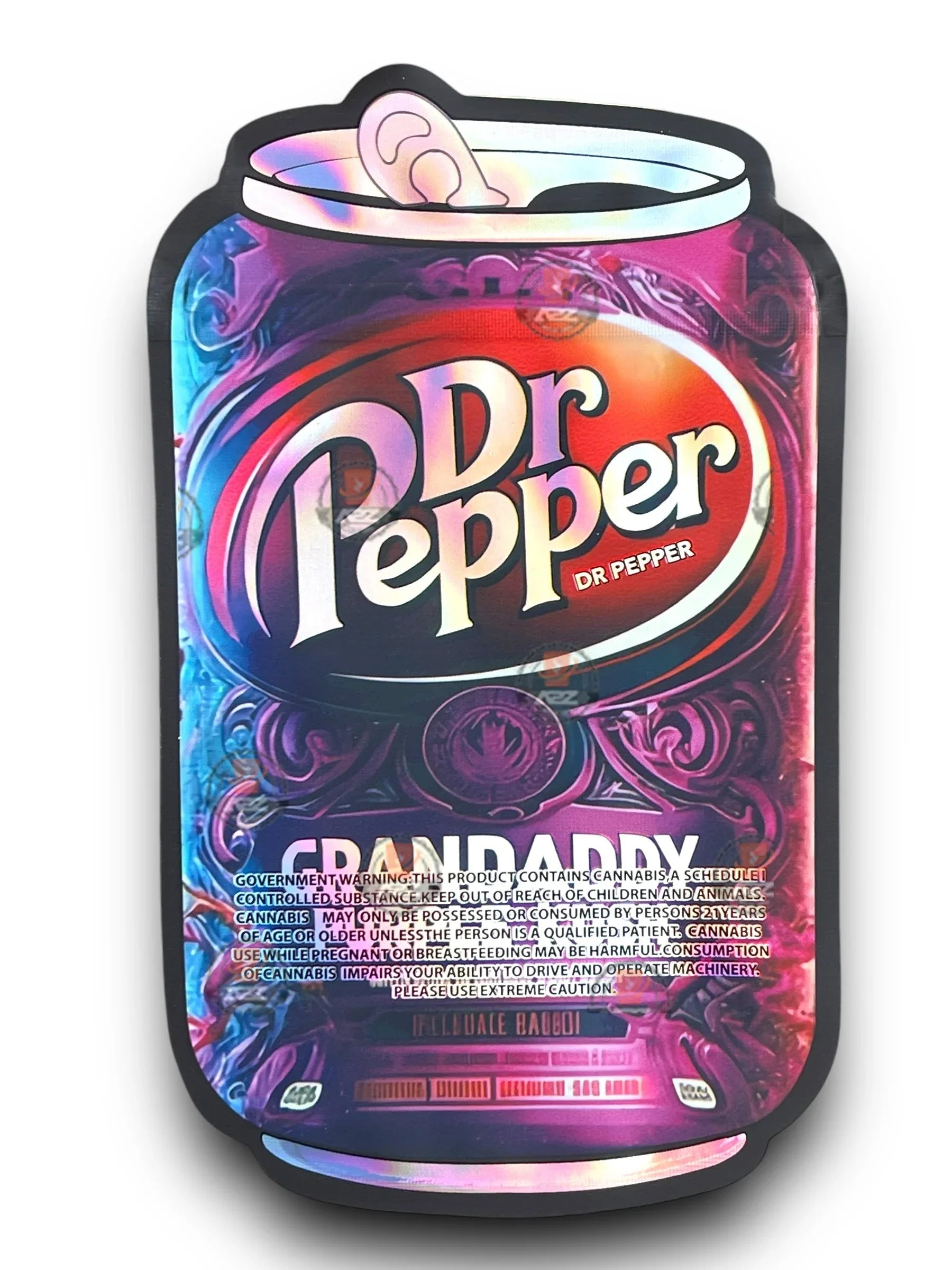 Dr Pepper Gran Daddy Purple Kush Mylar Bags 3.5g Holographic - Black Unicorn Hub