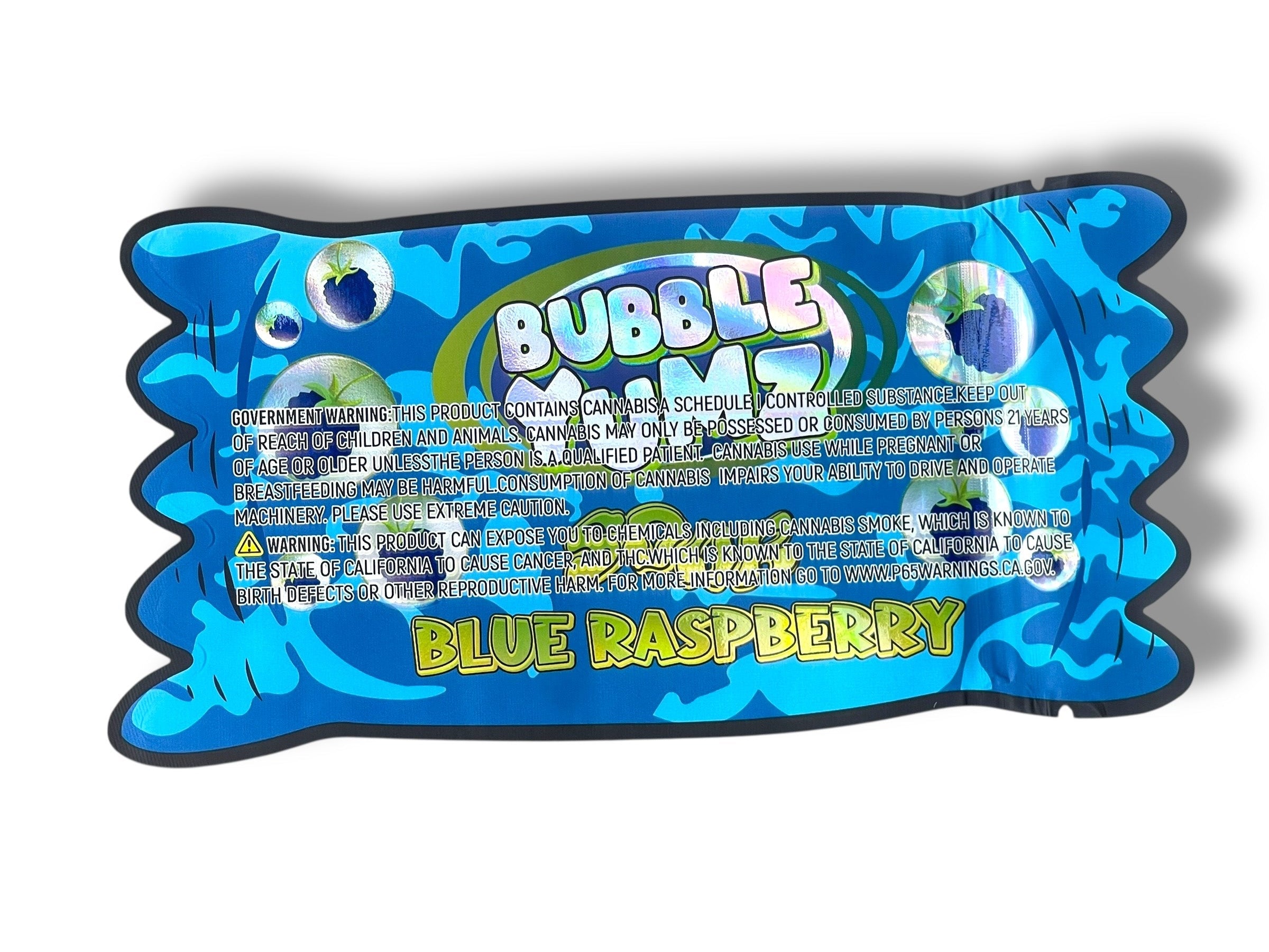 Bubble Yumz Sour Blue Raspberry Mylar Bag 3.5g shape bag