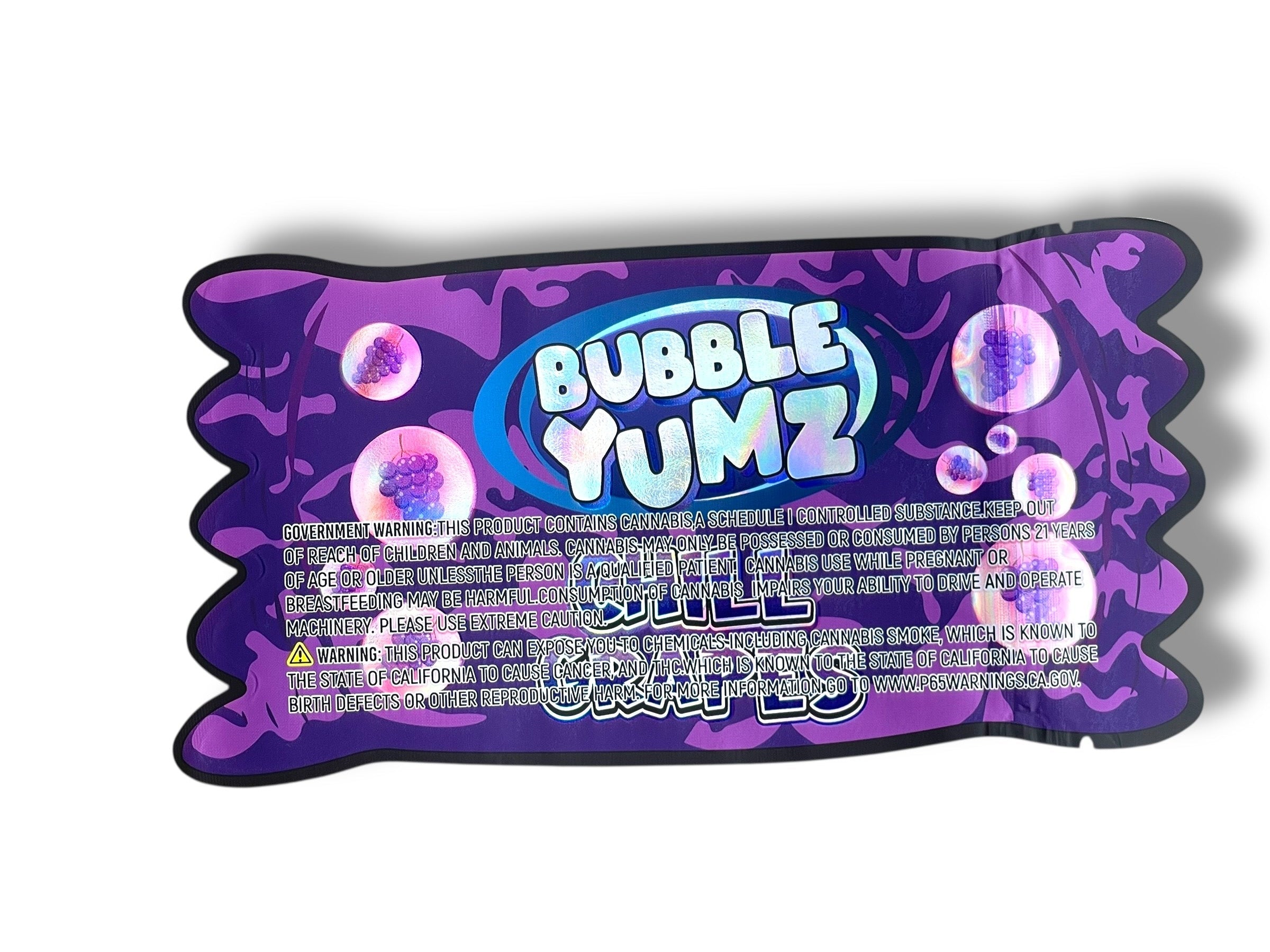 Bubble Yumz Chill Grapes Mylar Bag 3.5g shape bag