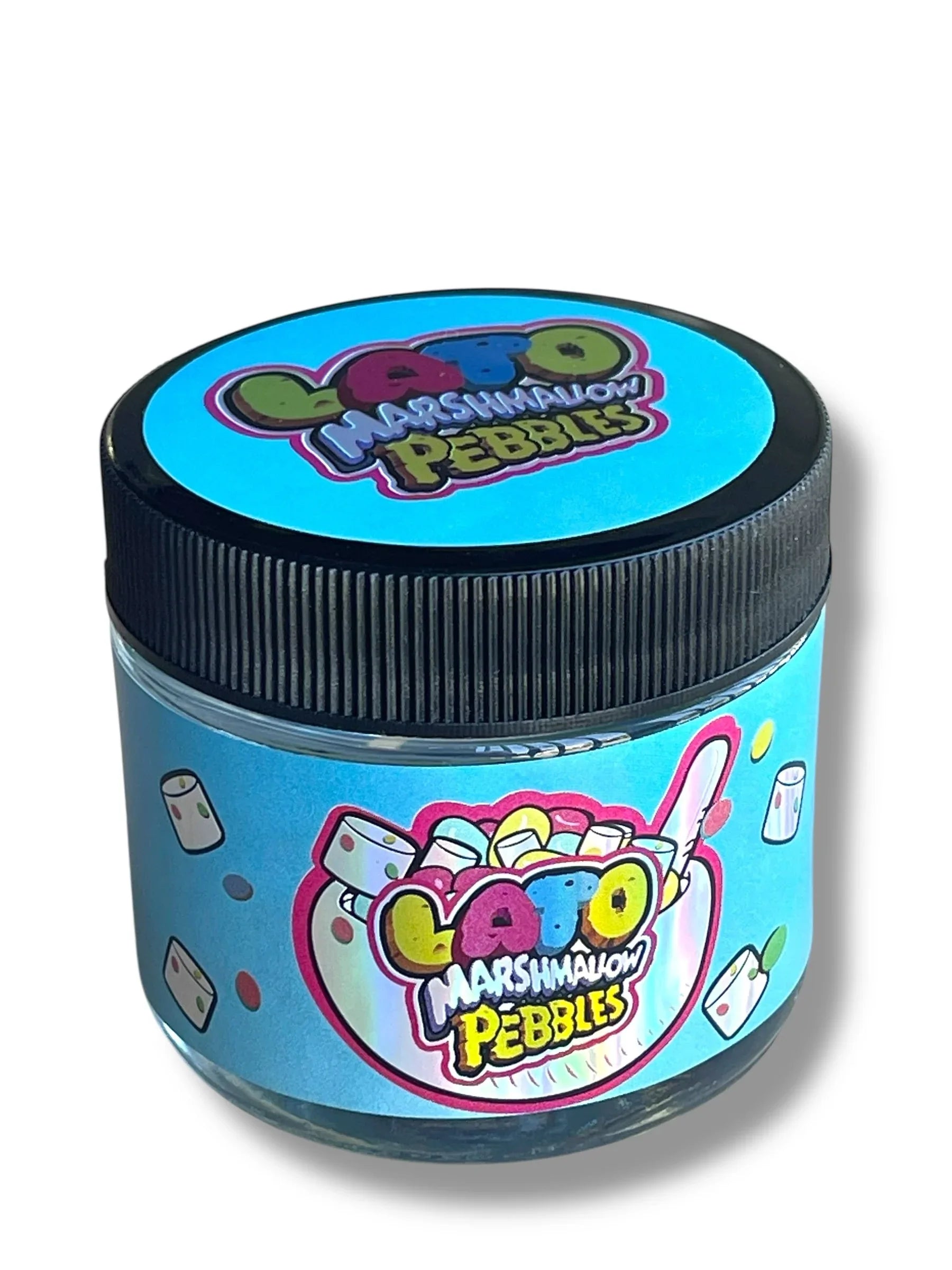 Lato Marshmallow Pebbles 3.5g Glass Jars with Holographic Stickers - Black Unicorn Hub