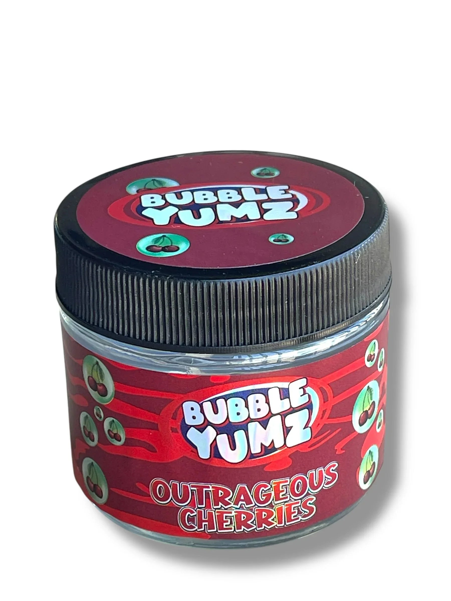 Bubble Yum Outrageous Cherries 3.5g Glass Jars with Holographic Stickers - Black Unicorn Hub