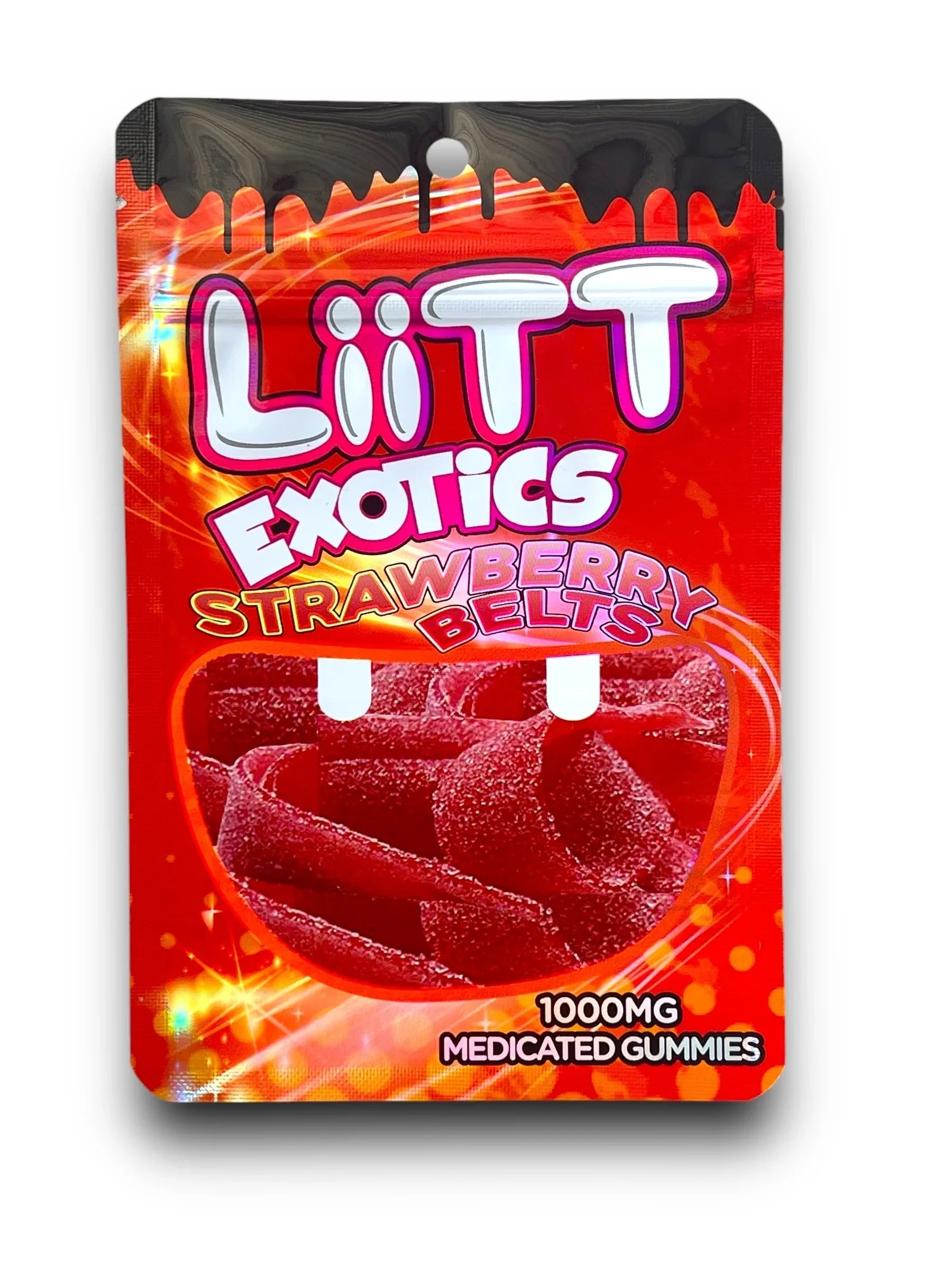 Strawberry Belts Liitt Exotics 3.5g Mylar Bag 1000MG (Packaging Only) - Black Unicorn Hub