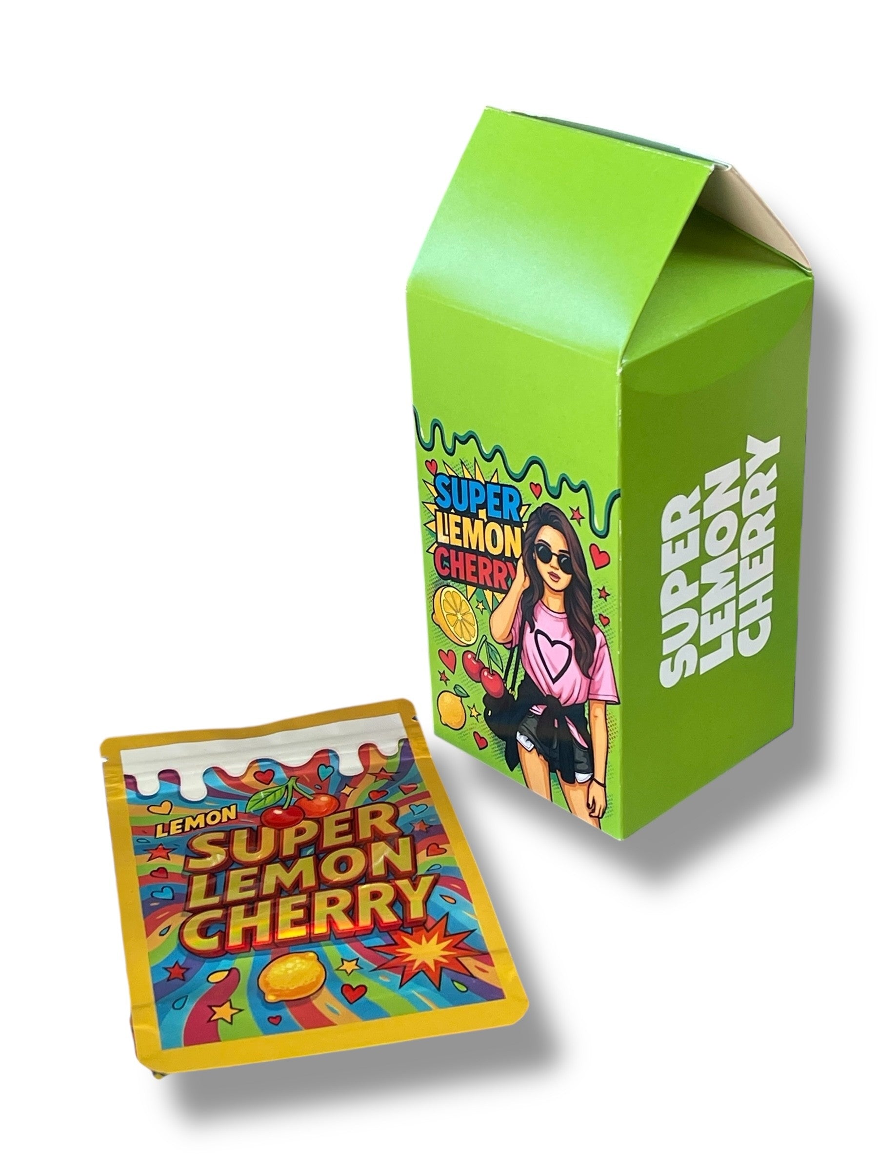 Super Lemon Cherry Mylar Bags with Milk Boxes 3.5g Box Packaging