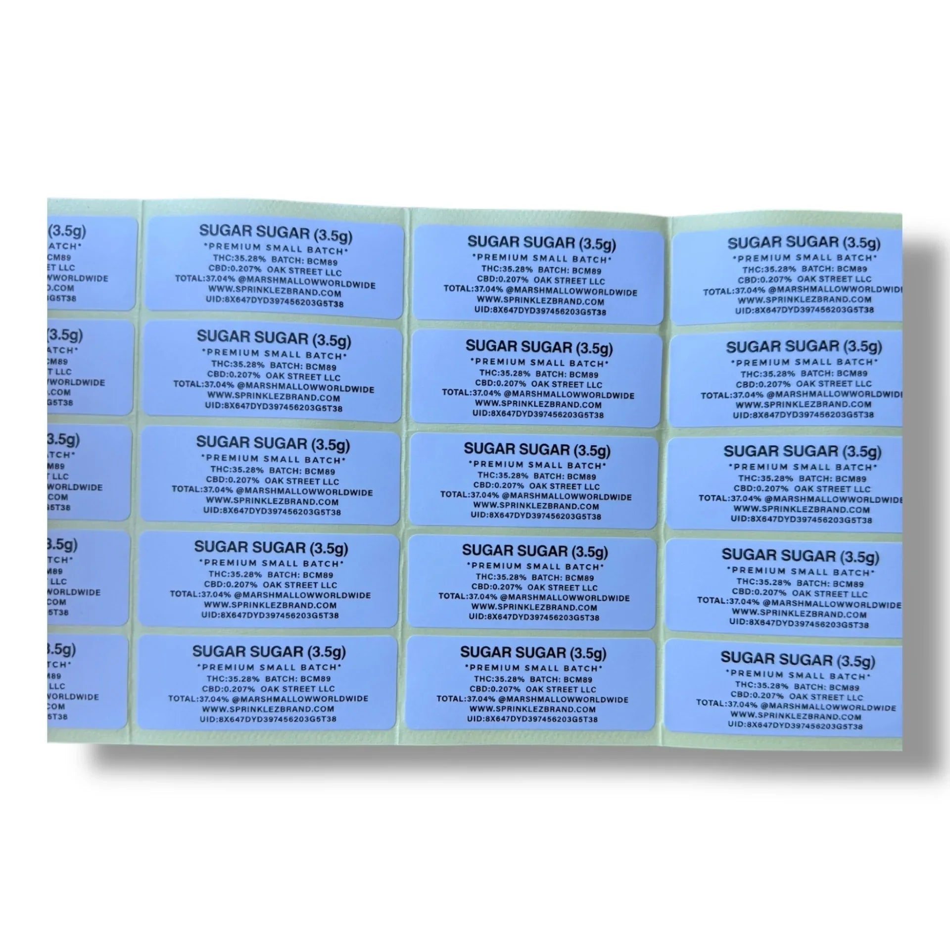 Sprinklez Sugar Marshmallow 3.5G Mylar Bags -With stickers and label - Black Unicorn Hub