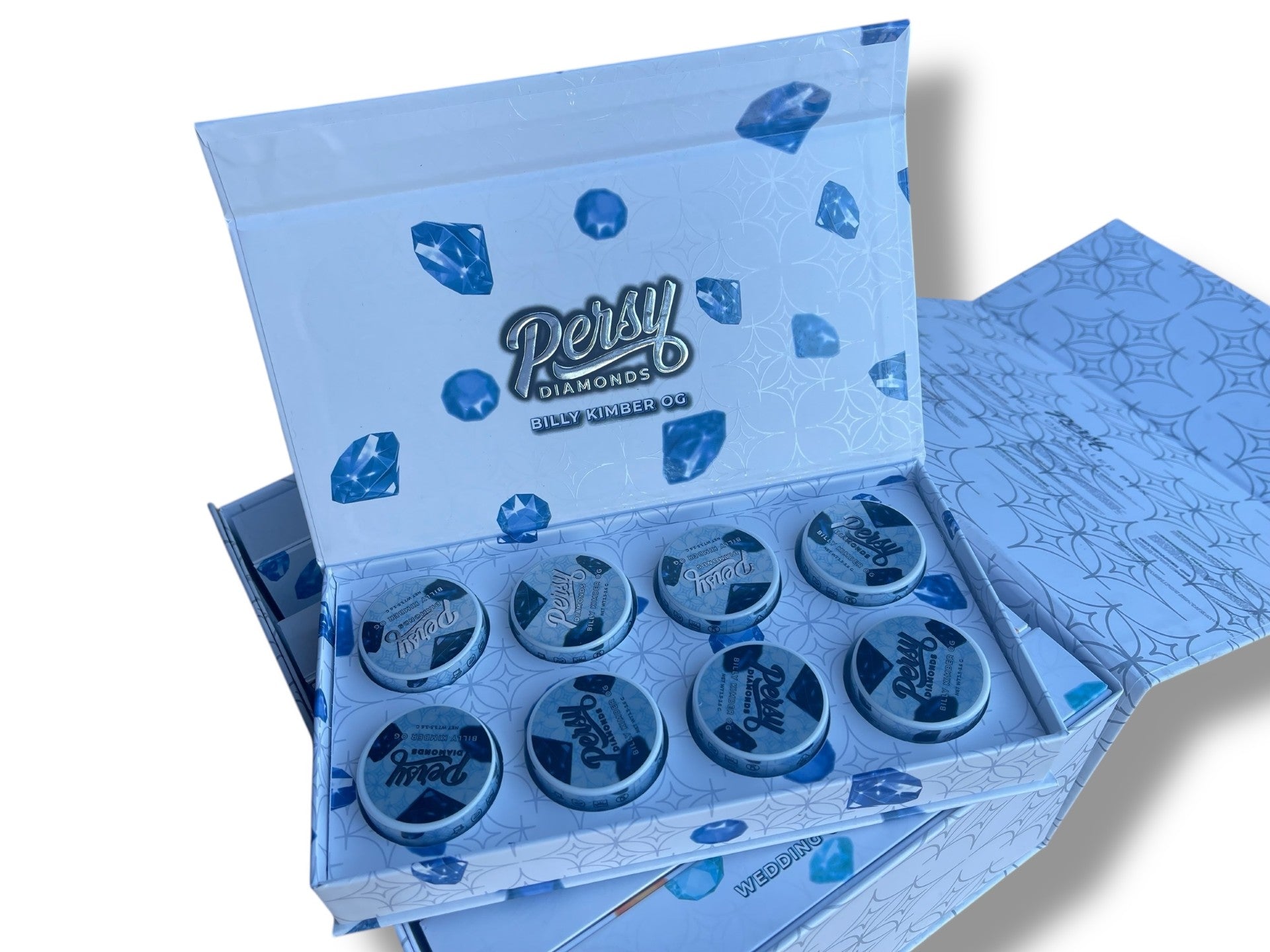 Persy Diamonds 64-3.5g Glass Jars - Varity Pack 8 Flavors in box- empty jars