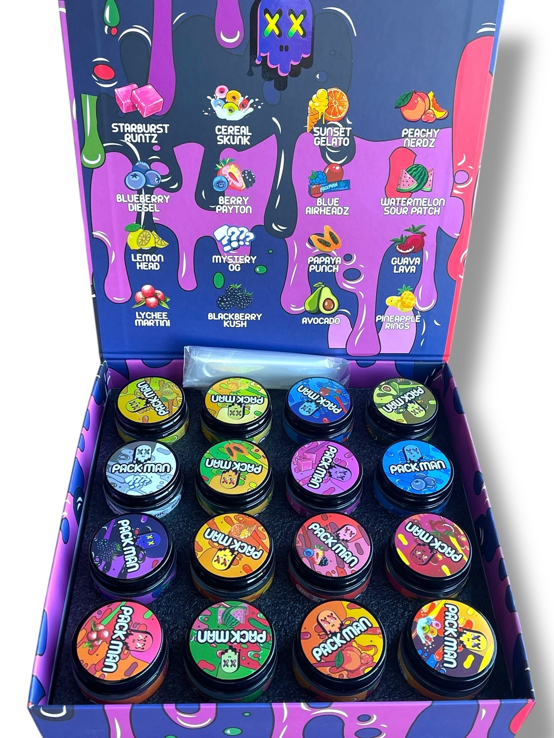 Pack Man Variety Pack 16-1oz Jars in a box Live Resin