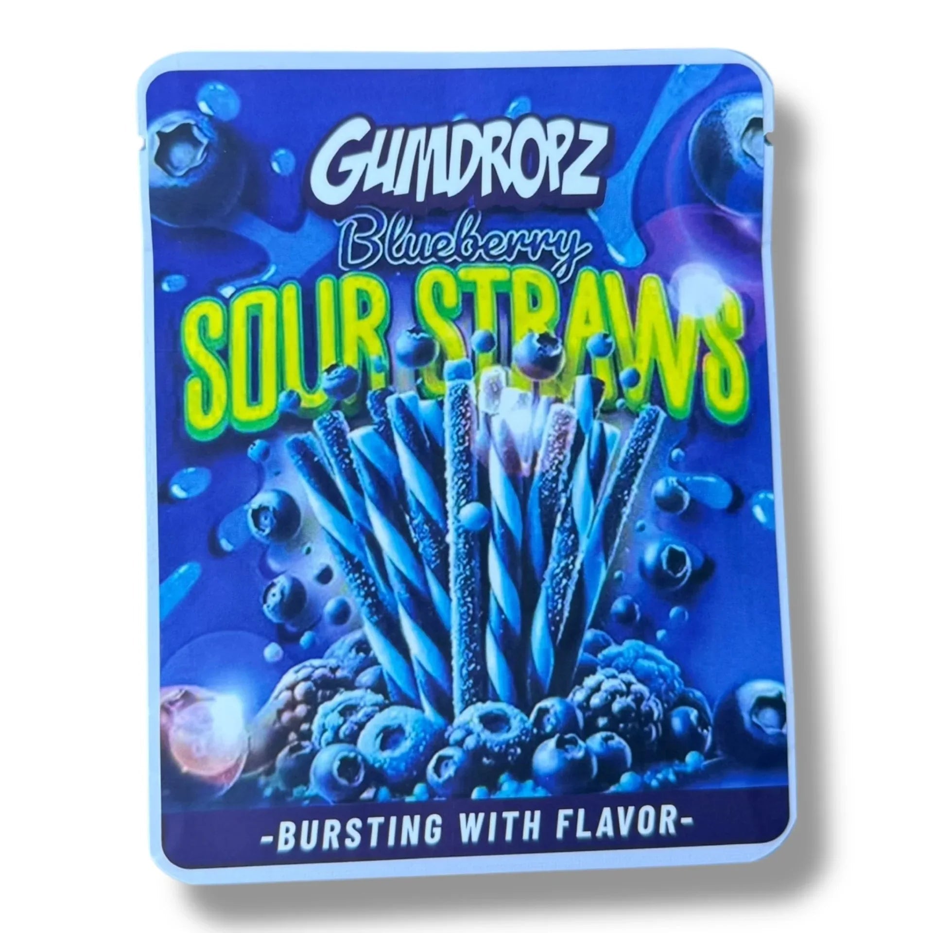 Sprinklez Blueberry Sour Straws 3.5G Mylar Bags -With stickers and label - Black Unicorn Hub