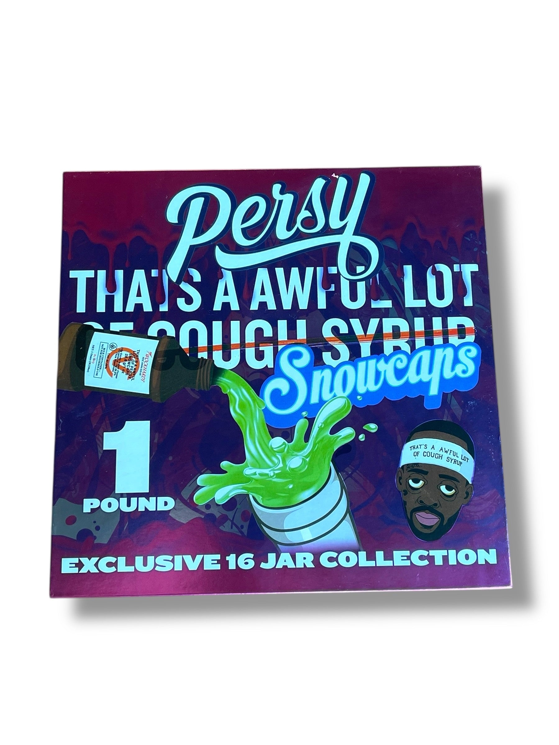 Persy Snowcaps Cough Syrup 16-1oz Plastic Jars - Varity Pack 16 Flavors in box 1 pound Empty Jars