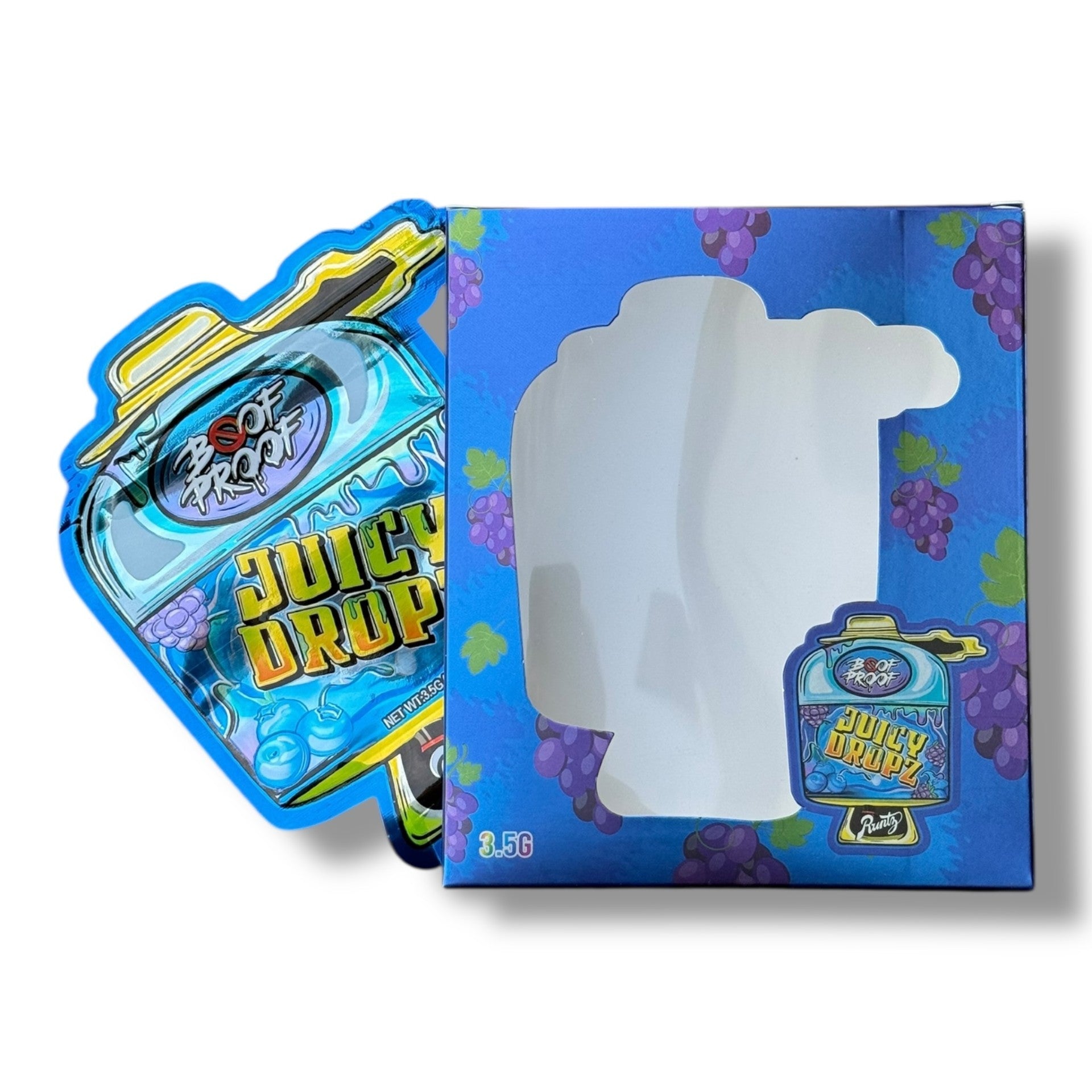 Juicy Dropz 3.5g Mylar Bags & Boxes with Window