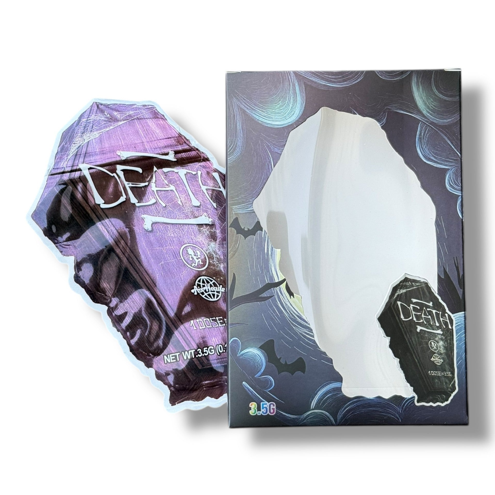 Death 3.5g Mylar Bags & Boxes with Window