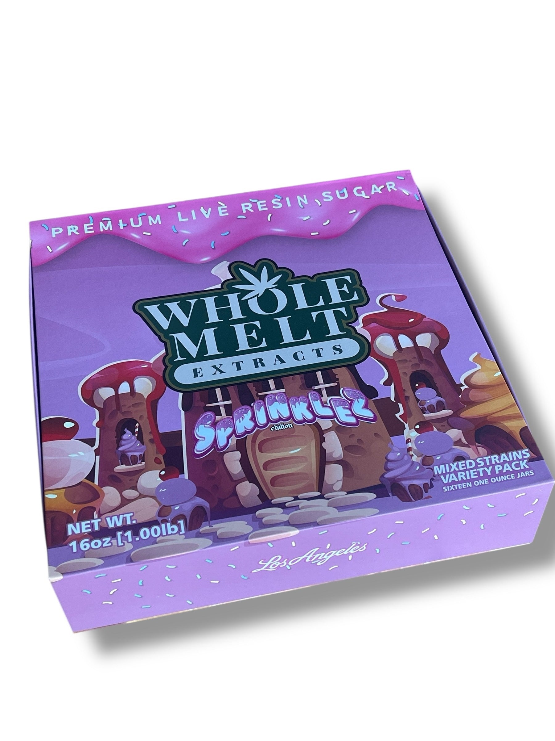 Whole Melt Sprinklez Edition 1oz Glass Jars - Varity Pack 16 Strains in box Empty Jars