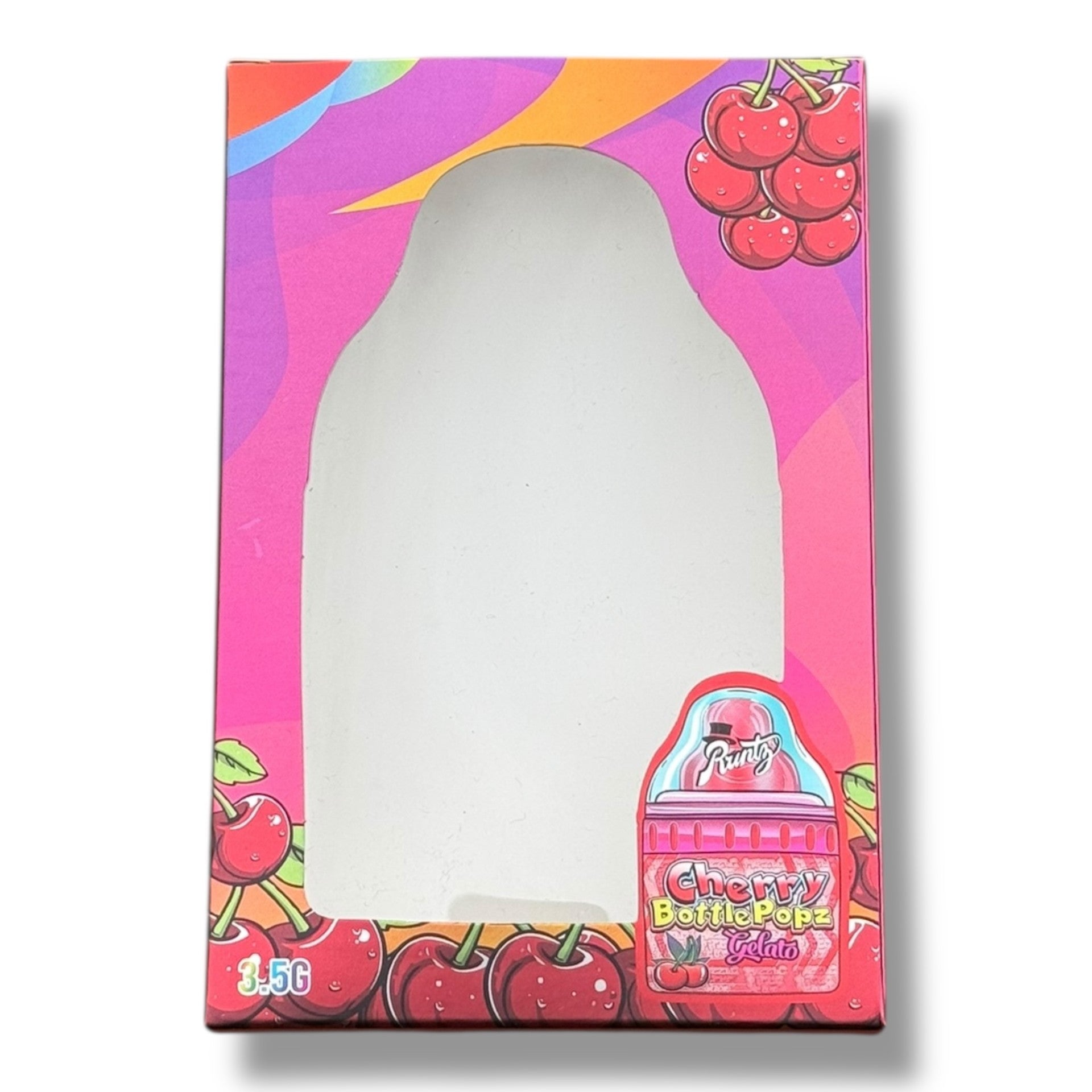 Cherry Bottle Popz Gelato 3.5g Mylar Bags & Boxes with Window