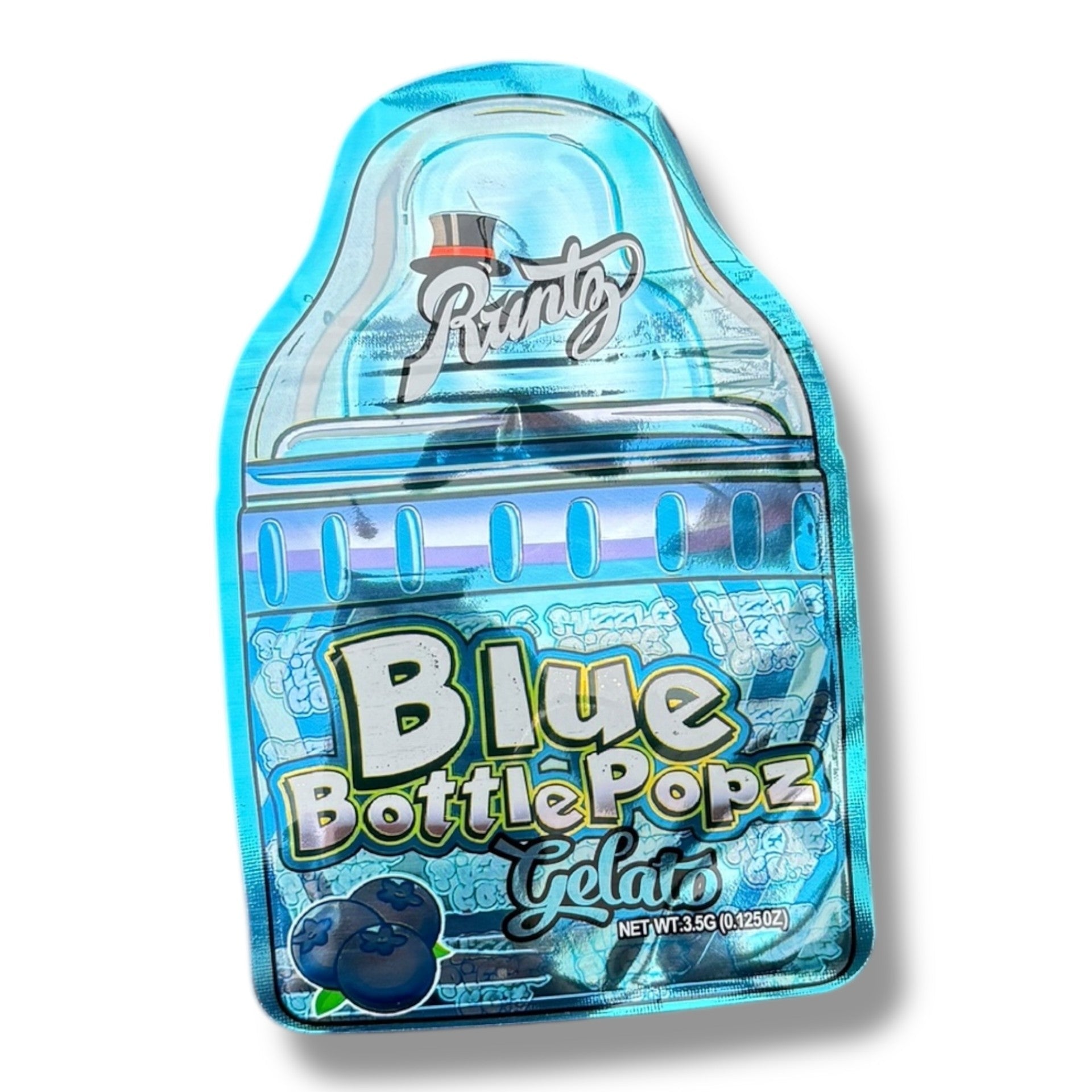 Blue Bottle Pop 3.5g Mylar Bags & Boxes with Window