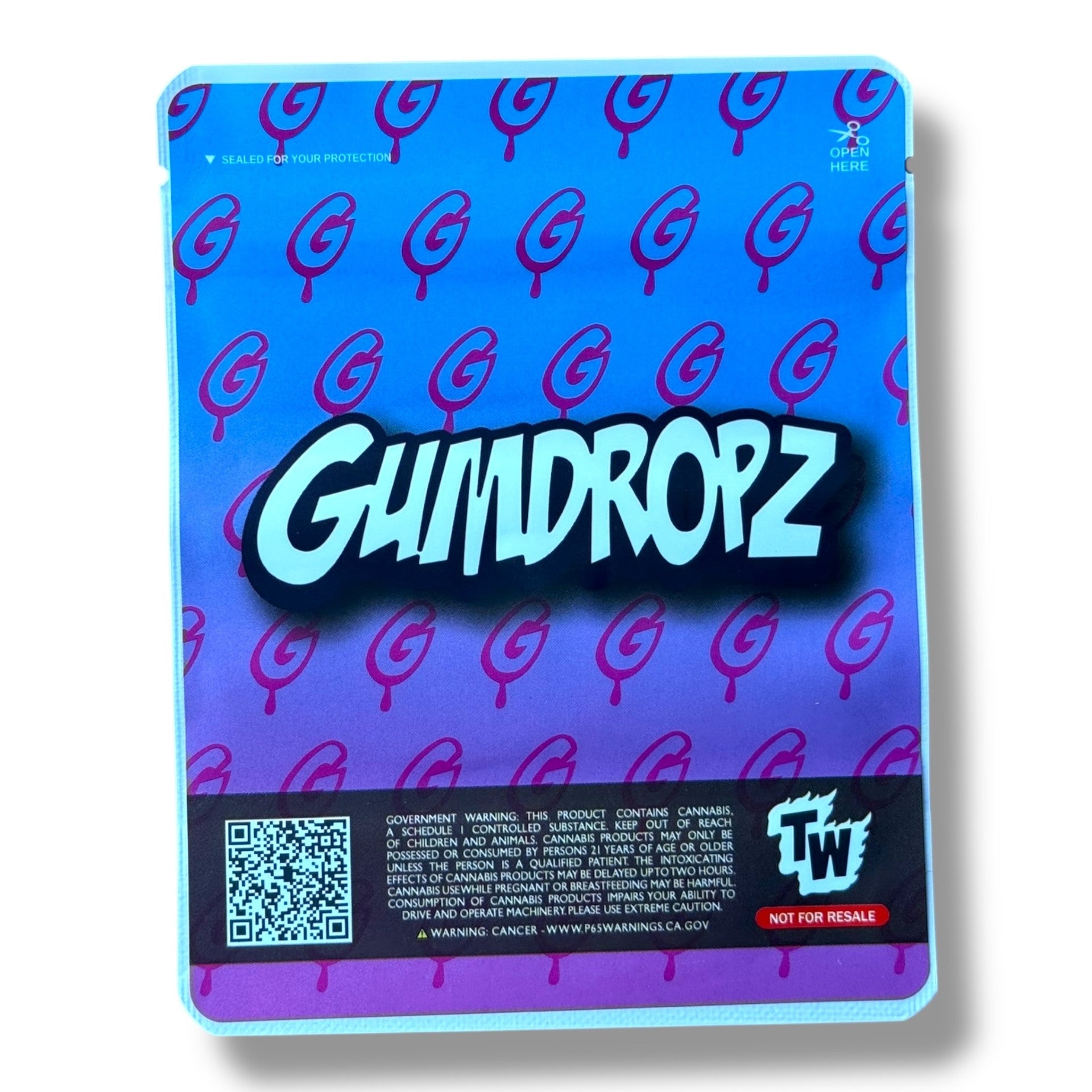 Gumdropz Crazy Cotton Candy 3.5G Mylar Bags -With stickers and label