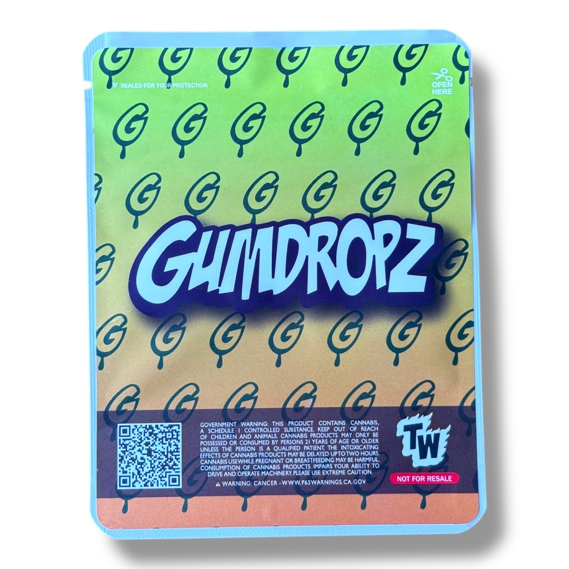 Gumdropz Lemon head 3.5G Mylar Bags -With stickers and labe