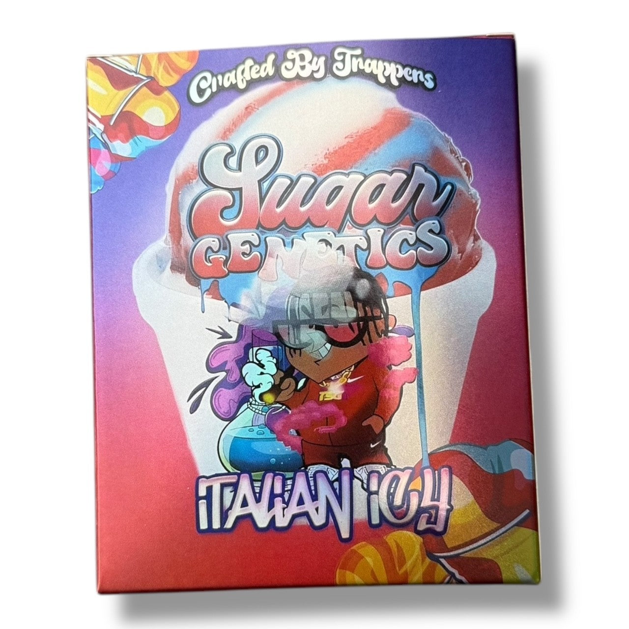 Sugar Genetics Italian Icy Mylar Bags with Boxes 3.5g Box Packaging Crafted By Trappers