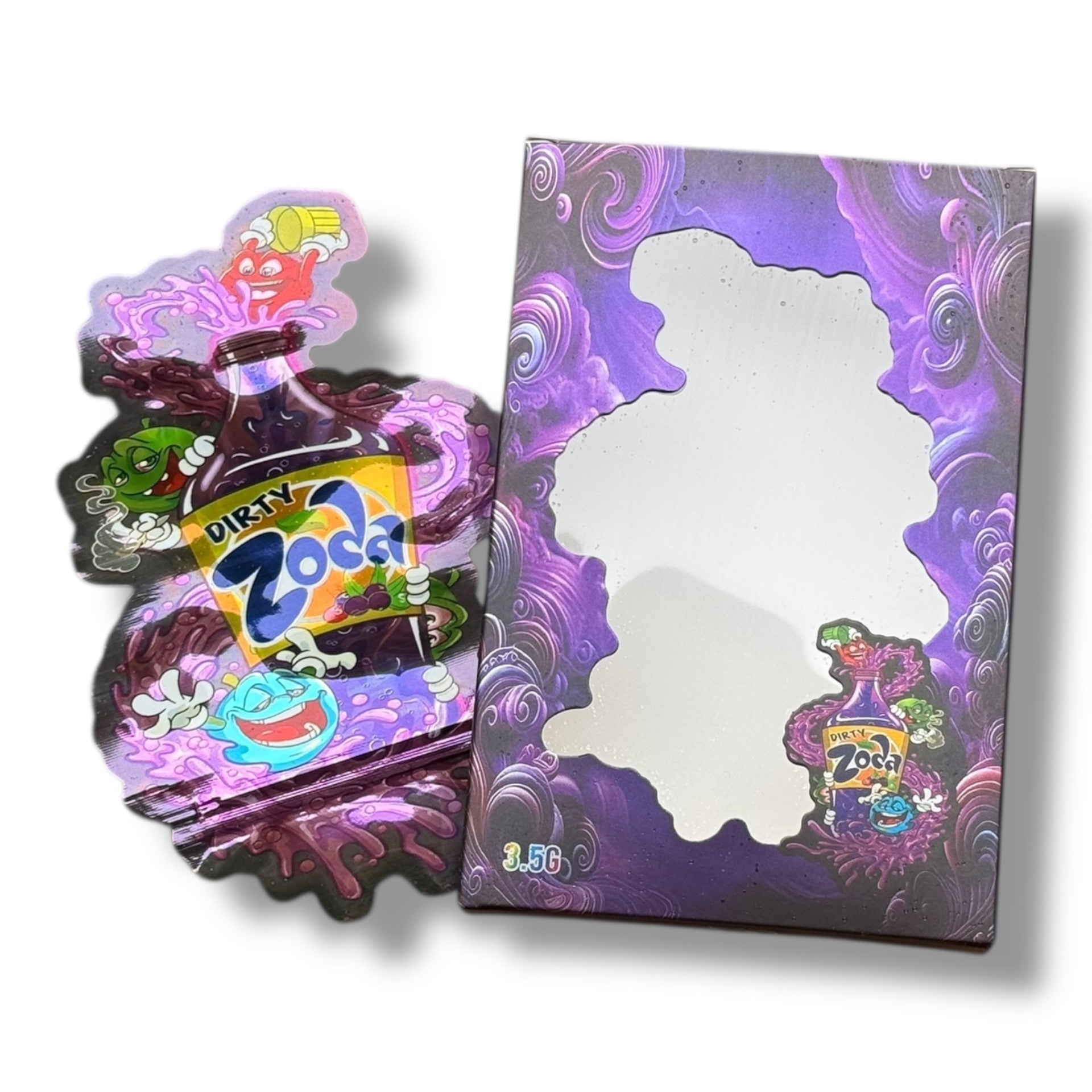 Dirty Zoda 3.5g Mylar Bags & Boxes with Window