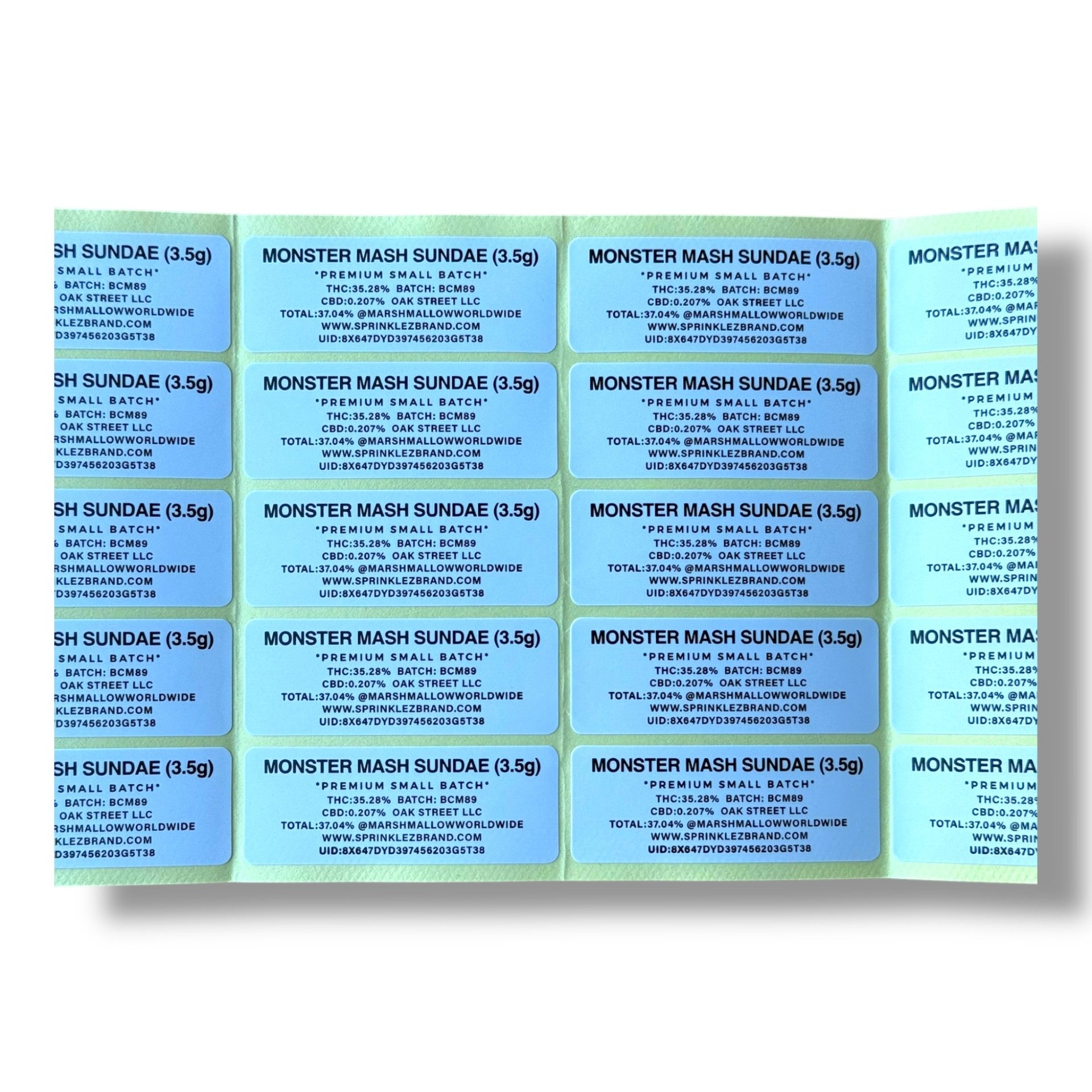 Sprinklez Monster Mash Sundae 3.5G Mylar Bags -With stickers and label