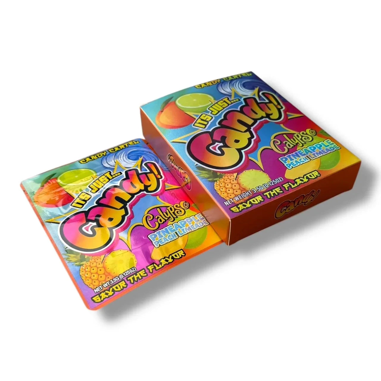 Candy Calypso Pineapple Peach limeade Mylar Bags with Boxes 3.5g Box P