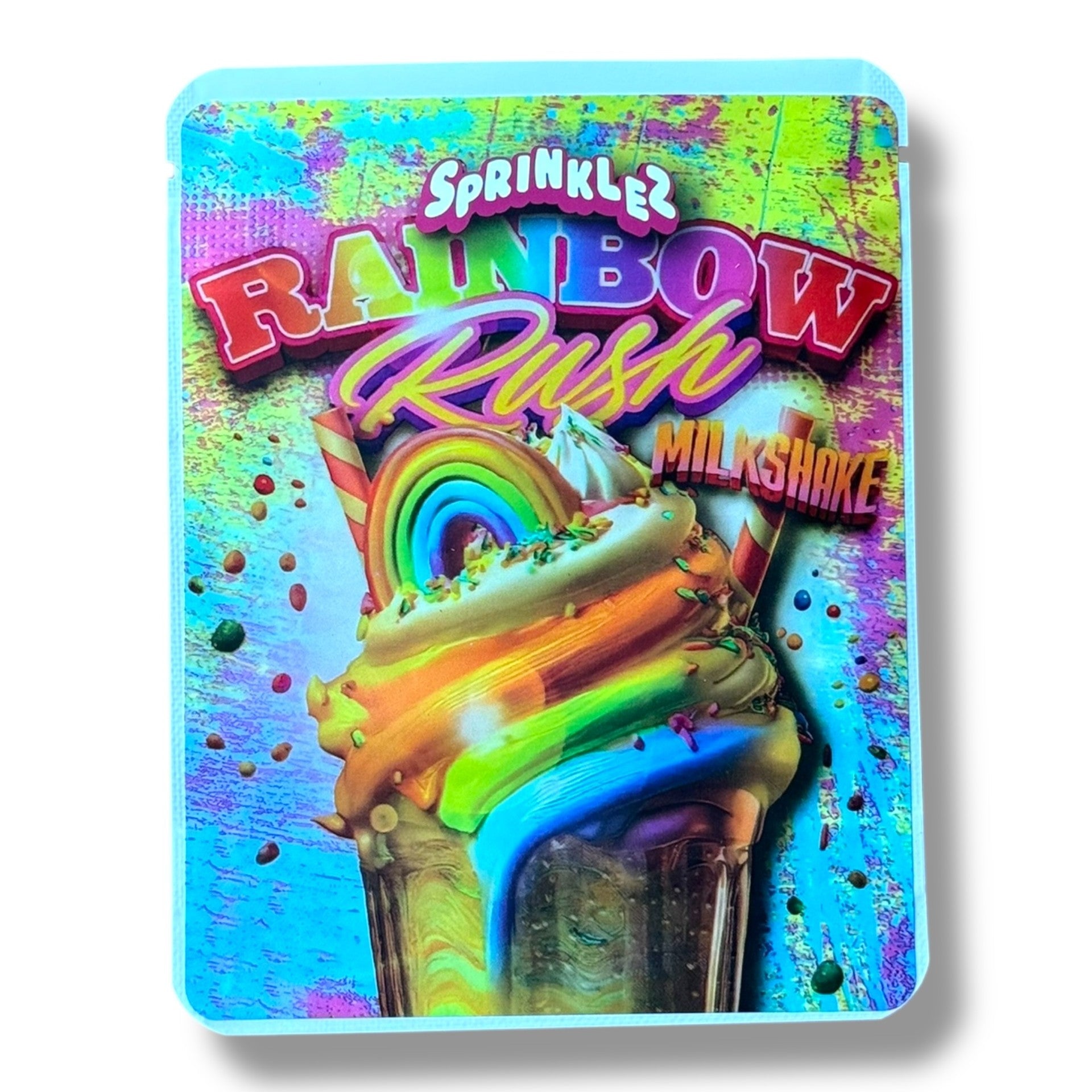Sprinklez Rainbow Rush Milkshake 3.5G Mylar Bags -With stickers and label