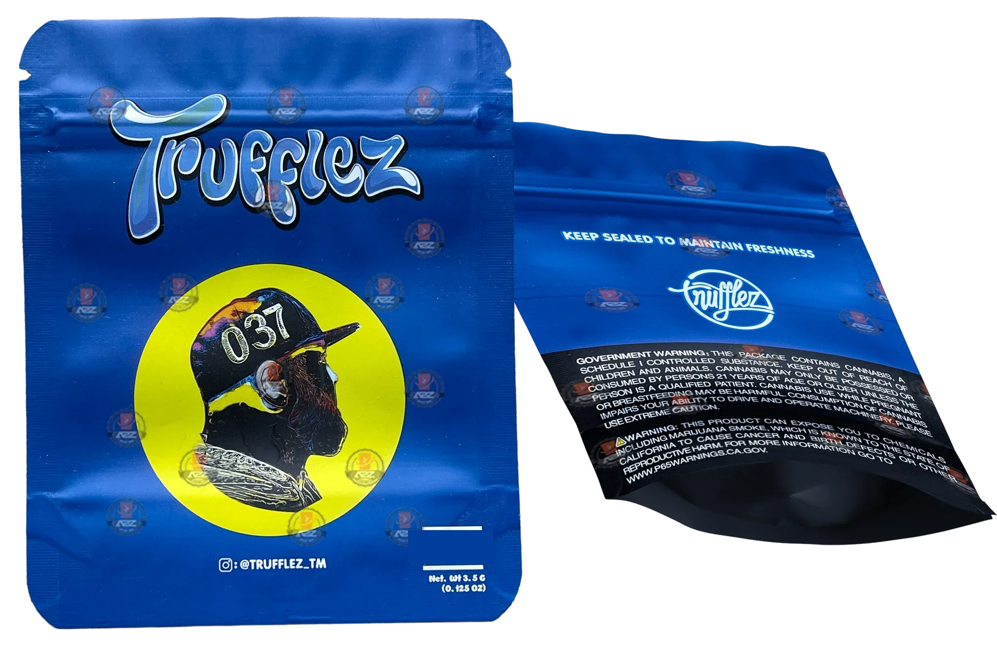 Trufflez 037 Mylar bag 3.5g Smell Proof Airtight Mylar Bag- Packaging Only - Black Unicorn Hub