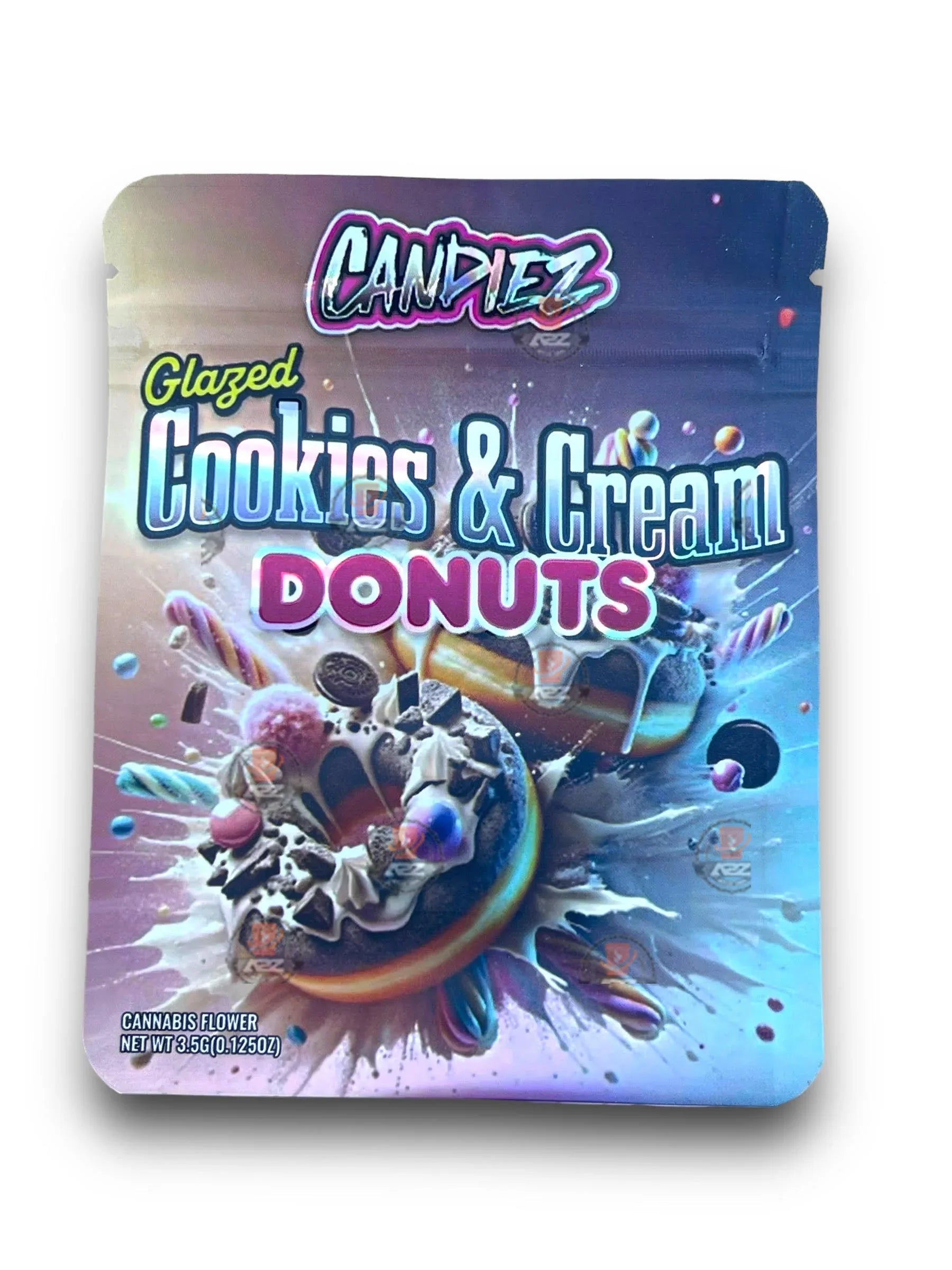Candiez Glazed Cookies & Cream Donuts 3.5G Mylar Bags Holographic - Black Unicorn Hub