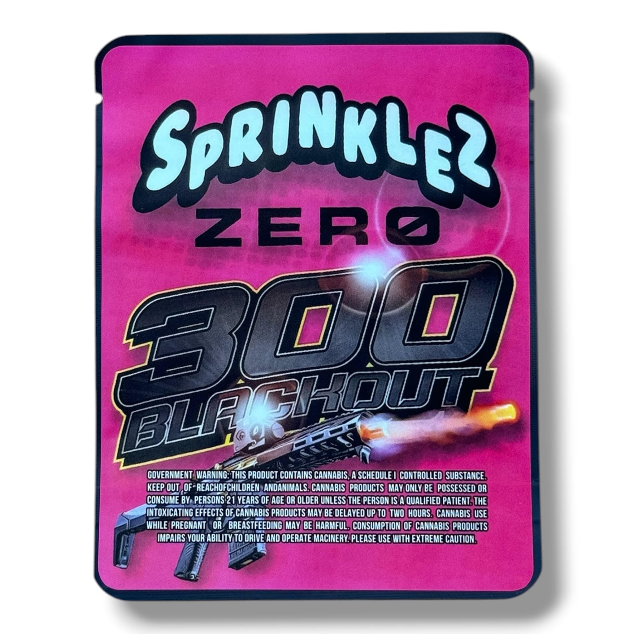 Sprinklez Zero 300 Blackout 3.5G Mylar sticker Bags -With stickers and label