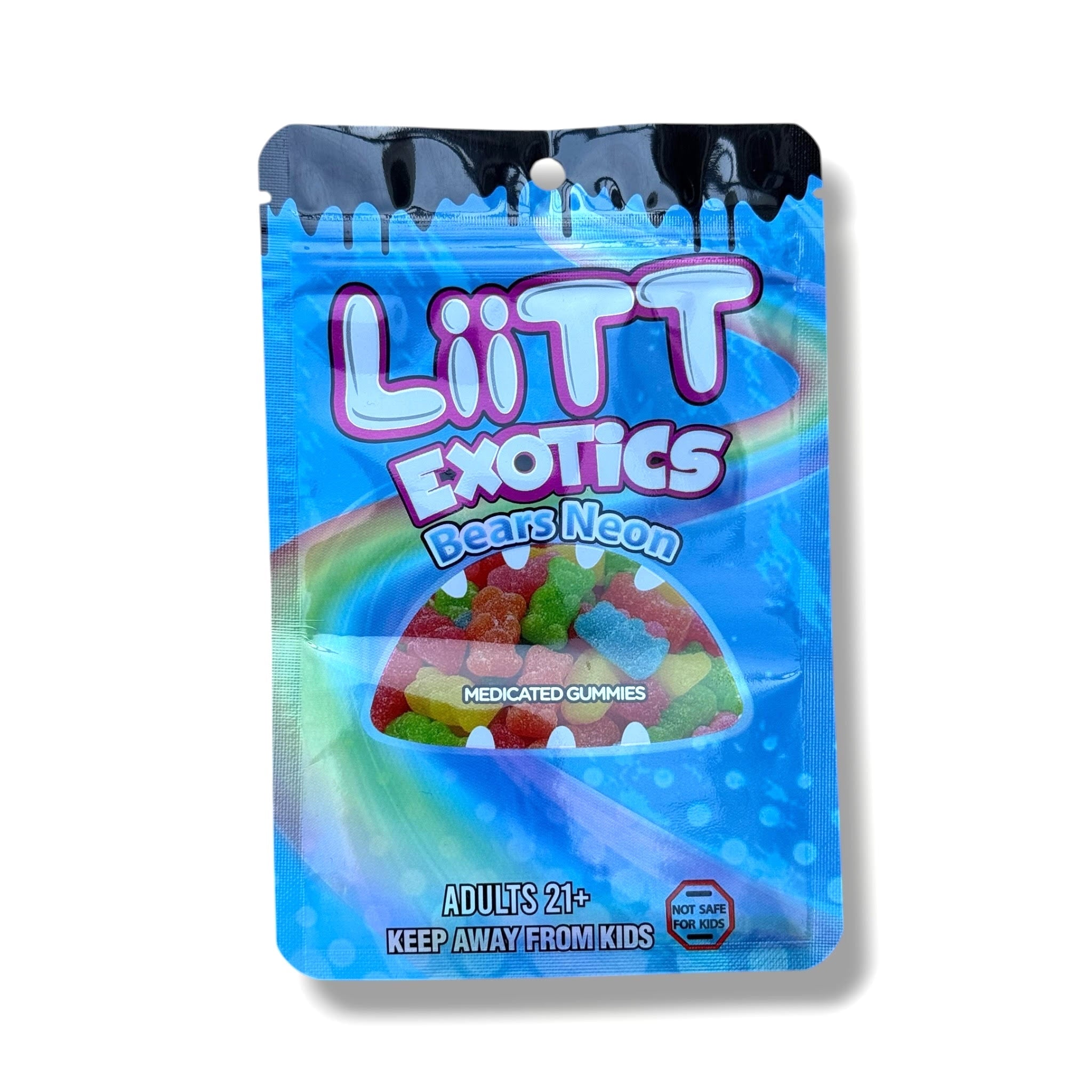 Liitt Exotics Bears Neon 3.5g Mylar Bag 1000MG (Packaging Only)