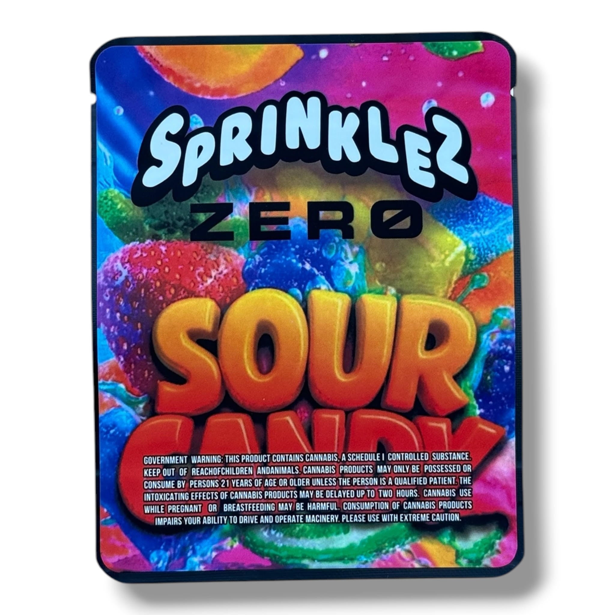Sprinklez Zero Sour Candy 3.5G Mylar sticker Bags -With stickers and l