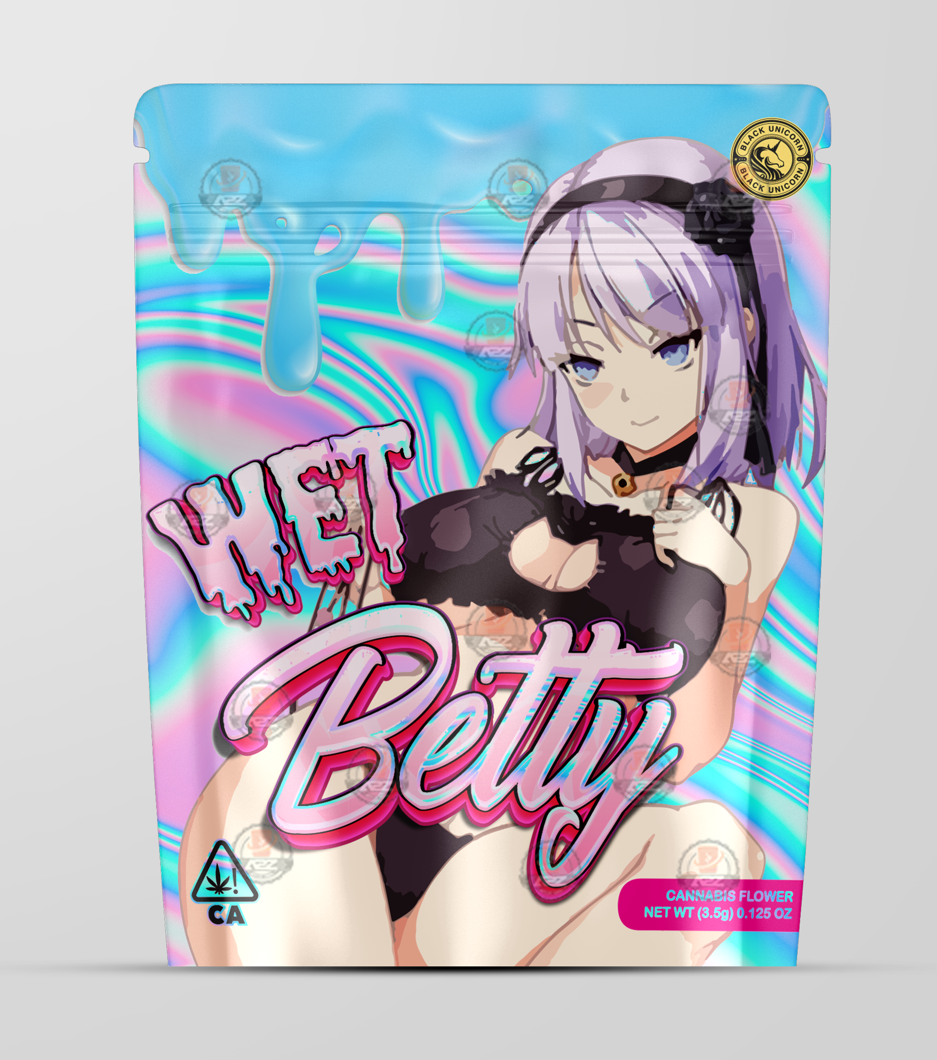 Wet Betty Holographic Mylar bag 3.5g - Black Unicorn - Packaging only