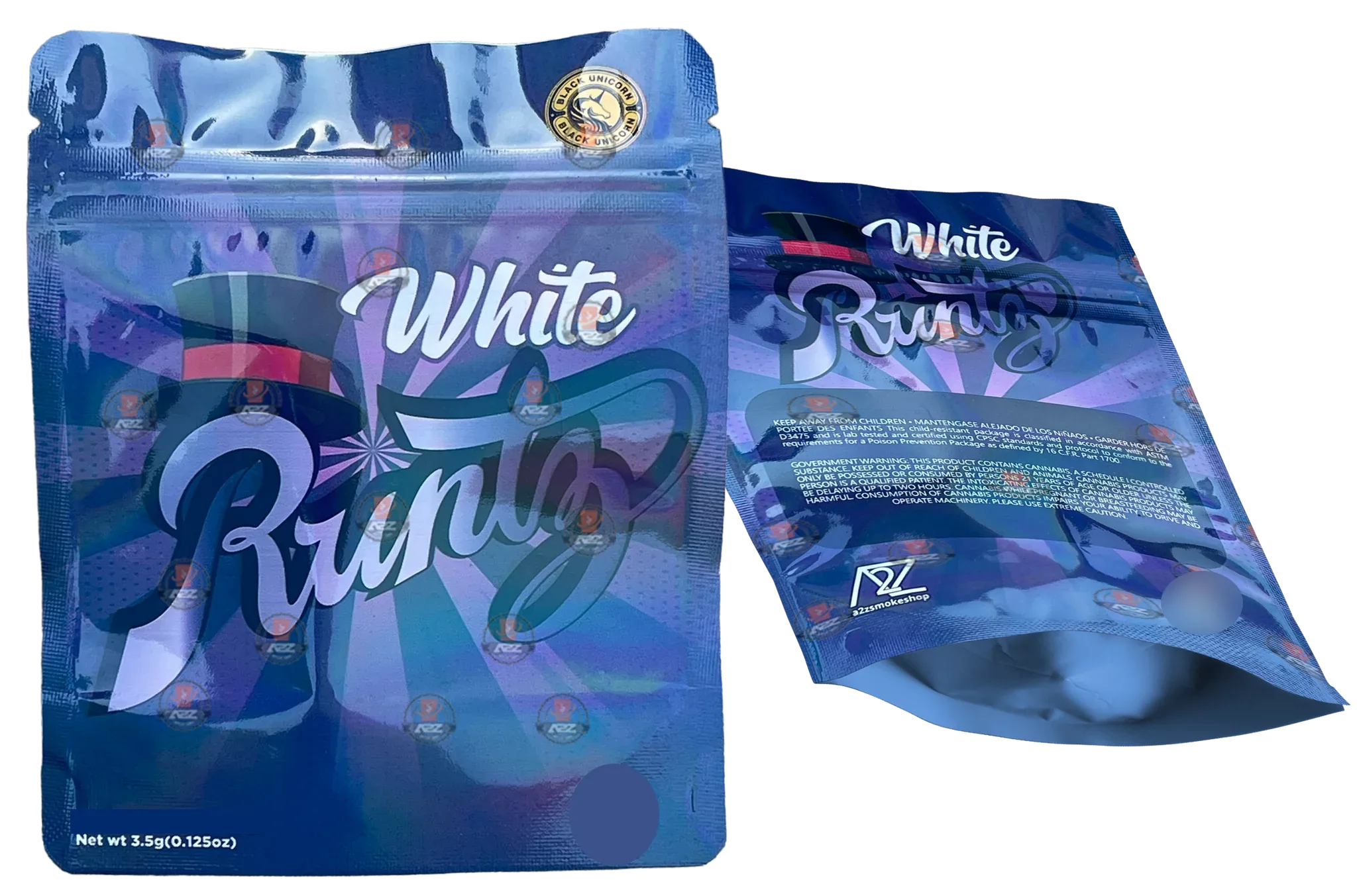 Black Unicorn-White Holographic Mylar bag 3.5g - Black Unicorn Hub